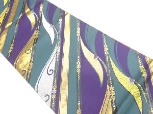 斜め横段に抽象花模様織出し袋帯